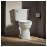 KOHLER Elmbrook 12 in. Rough In 2-Piece 1.28 GFP Single Flush Elongated Chair Height Toilet in White with Soft Close Seat