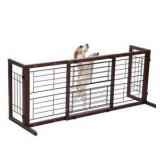 (2) COZIWOW 38 in. W to 71 in. W Freestanding Pet Gate, Dog Gate for Stairs and Doorways, Brown