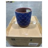Griffy Small 2 qt. Blue Ceramic Indoor Pot (Pack o