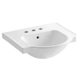 Veer 21 in. Vitreous China Pedestal Sink White