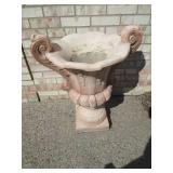 Cement planter measures 28" tall...