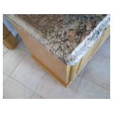 Wide solid wood entertainment stand with a granite top