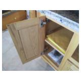 Wide solid wood entertainment stand with a granite top