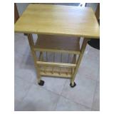 Wood stand on wheels, 14 x 19" top...