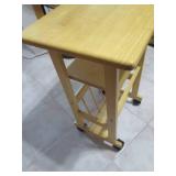 Wood stand on wheels, 14 x 19" top...