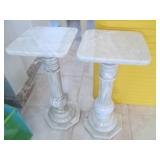 2 marble pillars, 20" tall...