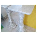 2 marble pillars, 20" tall...
