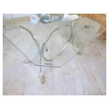 Glass top table, top measures 66 x ...