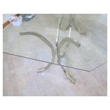 Glass top table, top measures 66 x ...