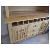 Solid wood blonde Hutch, 58" wide 7...
