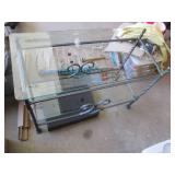 Metal frame, glass top table -...