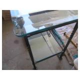 Metal frame, glass top table -...