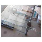 Metal frame, glass top table -...