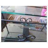Metal frame, glass top table -...