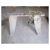 Wooden saw horse with bungee net...