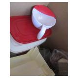 Huge box of kitchen supplies, tuppe...