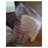 Huge box of kitchen supplies, tuppe...
