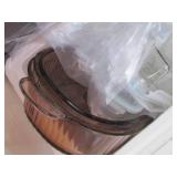 Glass cups, baking dish, and glass ...
