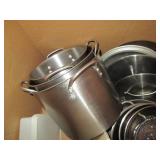 Collection of stainless steel pots ...