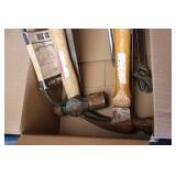 Mixed tools, sandpaper roll, tape m...