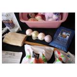 Bath salts, bath bombs, and jewelry...