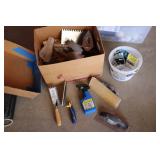 Box of tiling tools and supplies se...