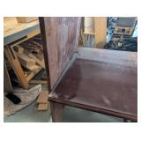 Dark Wood Table with Curved Pedestal Base