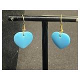 VTG Miriam Haskell Turquoise Gold Tone Heart Necklace w Matching Bracelet & Earrings