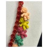 Unique Colorful Mini Troll Charms on Plastic Necklace - Red Chain, Multi-Color Charms