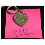 VTG Tiffany Sterling Silver Heart Pendant Bracelet 925 Chain
