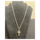 Cross Pendant Necklace with Religious Medal Charms - Silver Tone Jewelry