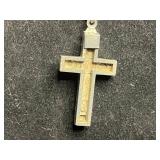 Cross Pendant Necklace with Religious Medal Charms - Silver Tone Jewelry