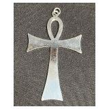 Cross Pendant Necklace with Religious Medal Charms - Silver Tone Jewelry
