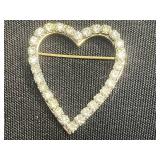 Florenza Heart-Shaped Gemstone Brooch, Lot of Rhinestone Brooches - Vintage Costume Jewelry Set