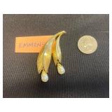 Emmons Brooch w Gold-Tone Heart Charm Jewelry Set: Bracelet, Earrings & Pin