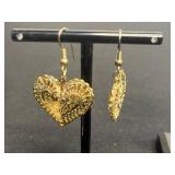 Emmons Brooch w Gold-Tone Heart Charm Jewelry Set: Bracelet, Earrings & Pin