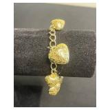Emmons Brooch w Gold-Tone Heart Charm Jewelry Set: Bracelet, Earrings & Pin