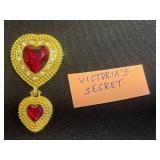 Assorted Heart Jewelry Set w Heart Pendant Necklace, Cuff Links, Betty Crocker Pin, Victoria Secret Red Heart Brooch, Cat Pin on Roller Skates