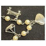 Vintage Silver-Tone Charm Bracelet Jewelry Set w Red Bead Necklace - Inc Mary & Her Little Lambs Bracelet