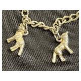 Vintage Silver-Tone Charm Bracelet Jewelry Set w Red Bead Necklace - Inc Mary & Her Little Lambs Bracelet
