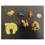Ayrn Yellow Cat Figure Pin & Avon Gold Cat Looking in Fish Bowl & Cool Misc Cat Pins & Brooches