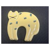 Ayrn Yellow Cat Figure Pin & Avon Gold Cat Looking in Fish Bowl & Cool Misc Cat Pins & Brooches