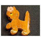 Ayrn Yellow Cat Figure Pin & Avon Gold Cat Looking in Fish Bowl & Cool Misc Cat Pins & Brooches