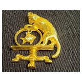 Ayrn Yellow Cat Figure Pin & Avon Gold Cat Looking in Fish Bowl & Cool Misc Cat Pins & Brooches