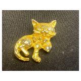 Ayrn Yellow Cat Figure Pin & Avon Gold Cat Looking in Fish Bowl & Cool Misc Cat Pins & Brooches