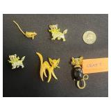 Collectible Craft Cat Pin & Unique Gold-Tone Cat & Mouse Brooch Collection