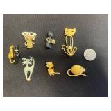 Vintage Gold-Tone Cat & Mouse Jewelry - Assorted Pins & Pendants