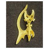 Gold-Tone Cat Pin Set with Rhinestones and Moveable Tail - Vintage Costume Jewelry