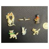 Vintage Gold-Tone Cat/Feline/Kitty Pins w Rhinestones
