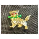 Vintage Gold-Tone Cat/Feline/Kitty Pins w Rhinestones